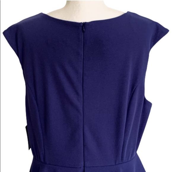 MARINA Cobalt Blue Purple Peplum Rose Sleeveless Cocktail Dress Size 16 … - Picture 8 of 13